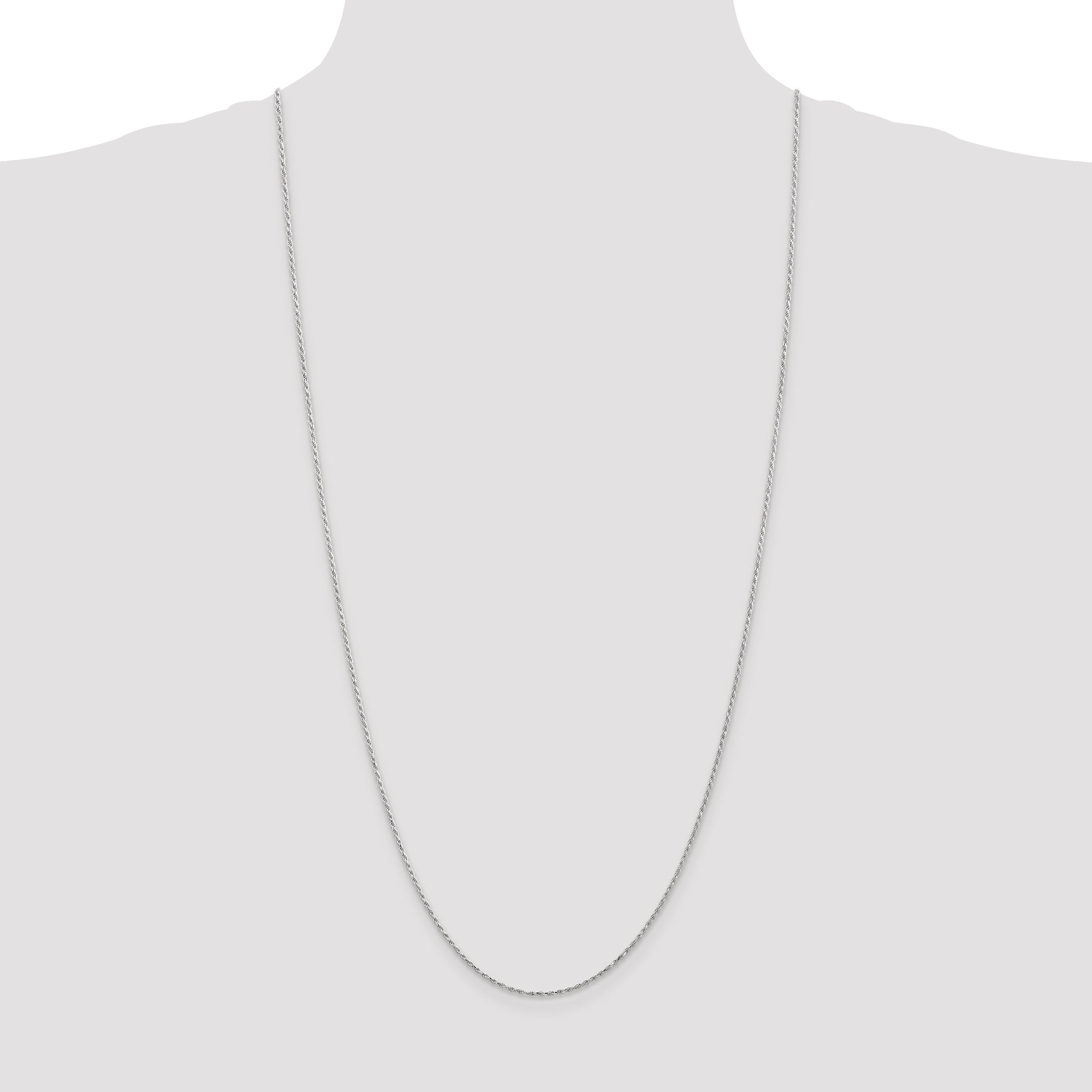 14K White Gold 14 inch 1.3mm Diamond-cut Machine Made Rope with Lobster Clasp Chain Chain W012