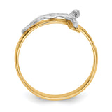 14K Two-Tone Mens Polished Diamond-Cut Crucifix Ring C2116