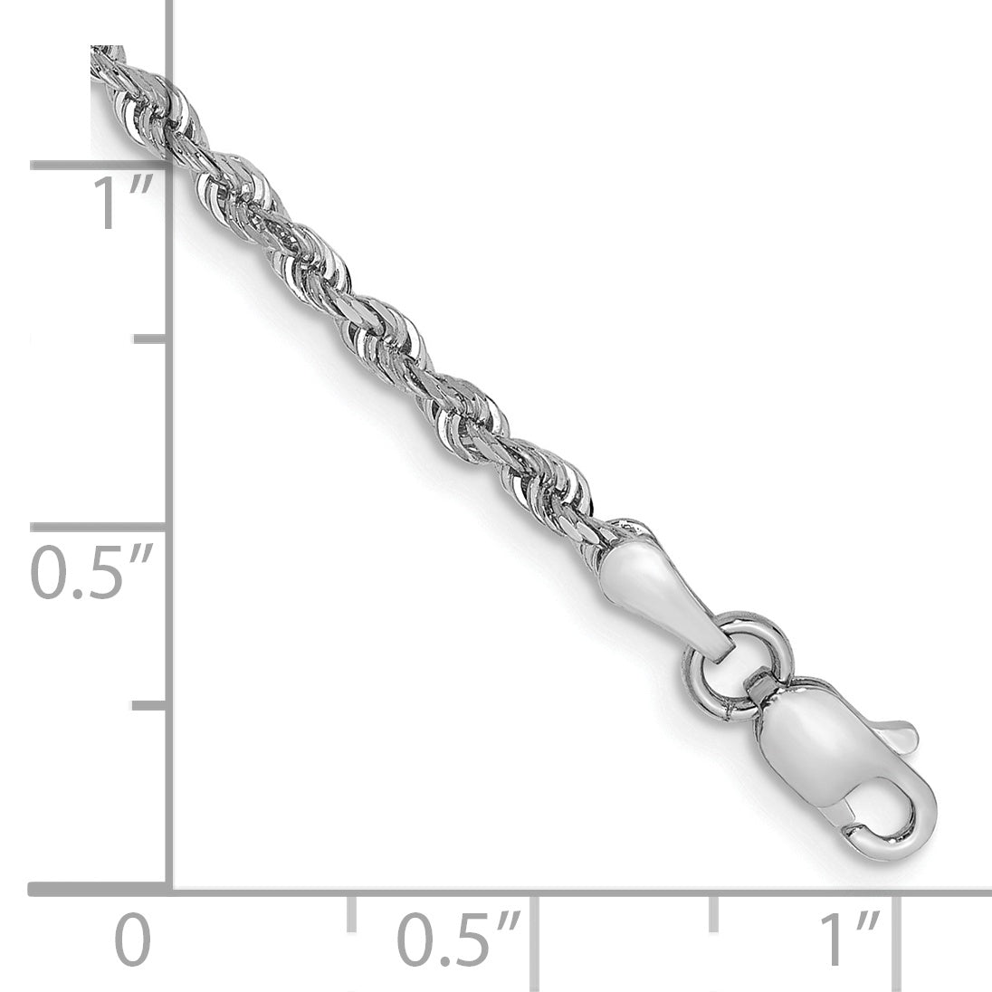 14K White Gold 10 Inch 2.25mm Diamond-cut Quadruple Rope Lobster Clasp Chain WQT018