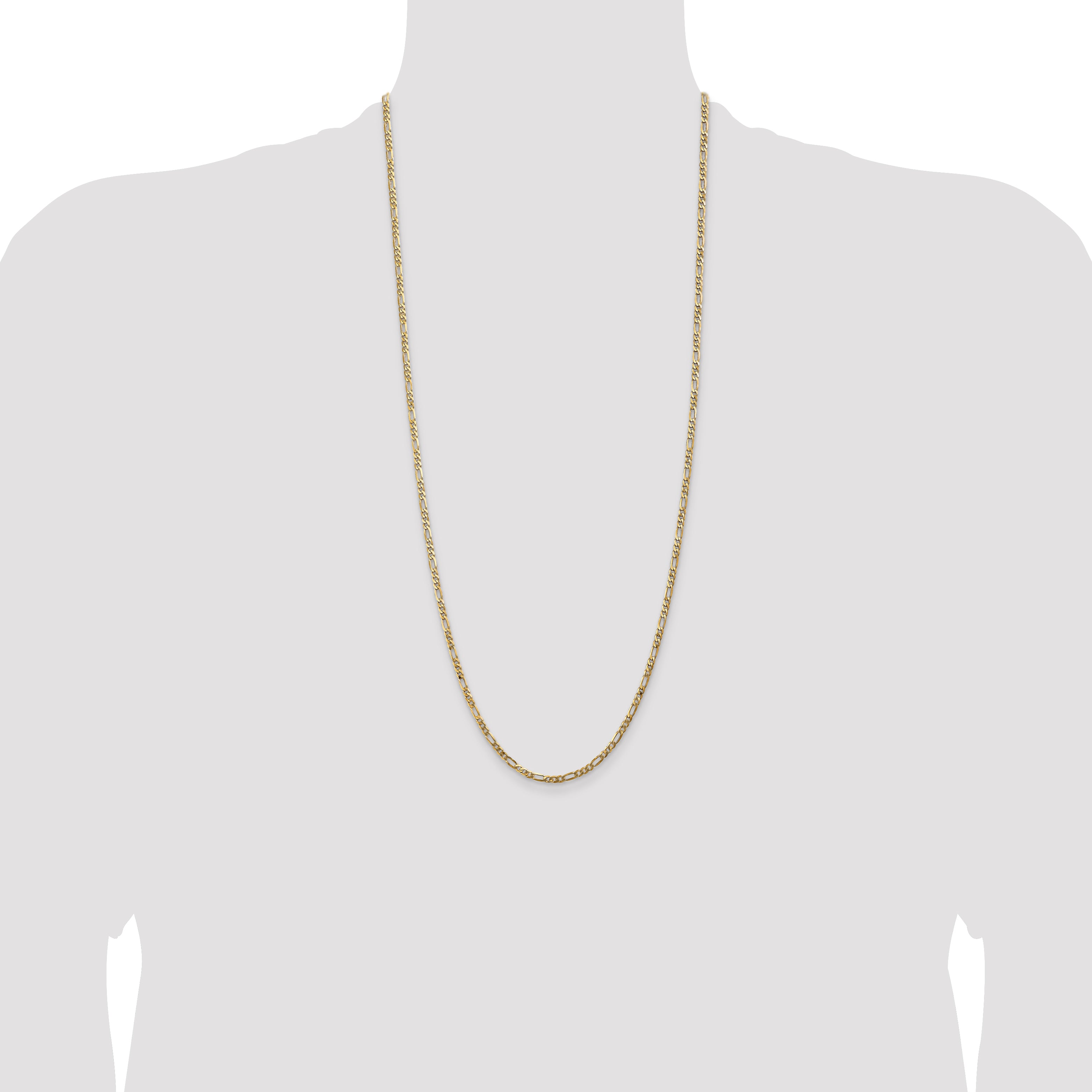 14K 26 inch 3mm Flat Figaro with Lobster Clasp Chain FFL080
