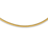 14k Polished 3mm Lightweight 16 inch Domed Omega Necklace ODL3