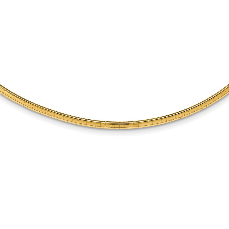 14k Polished 3mm Lightweight 16 inch Domed Omega Necklace ODL3