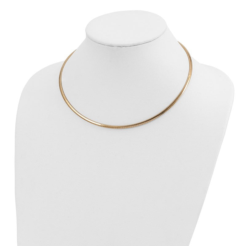 14k Polished 3mm Lightweight 16 inch Domed Omega Necklace ODL3
