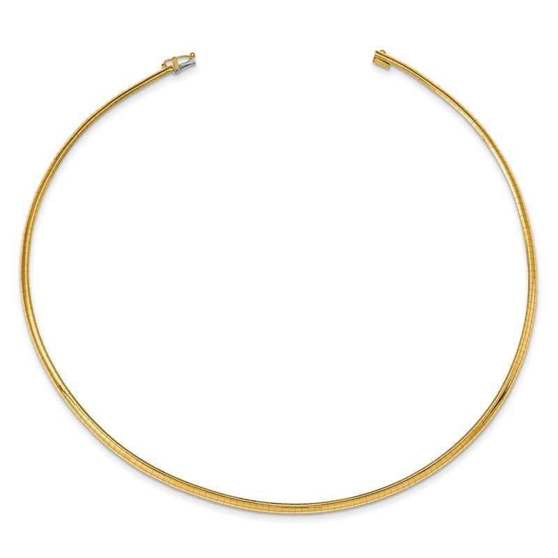 14k Polished 3mm Lightweight 16 inch Domed Omega Necklace ODL3