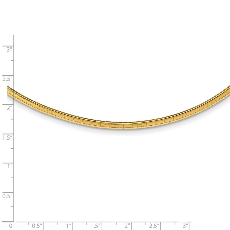 14k Polished 3mm Lightweight 16 inch Domed Omega Necklace ODL3