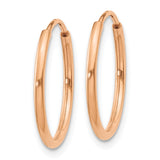 14k Rose Gold 1.2x16mm Polished Endless Tube Hoop Earrings XY1235