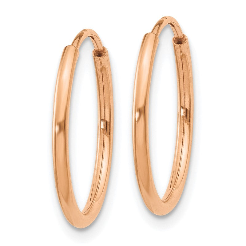 14k Rose Gold 1.2x16mm Polished Endless Tube Hoop Earrings XY1235