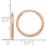 14k Rose Gold 1.2x16mm Polished Endless Tube Hoop Earrings XY1235