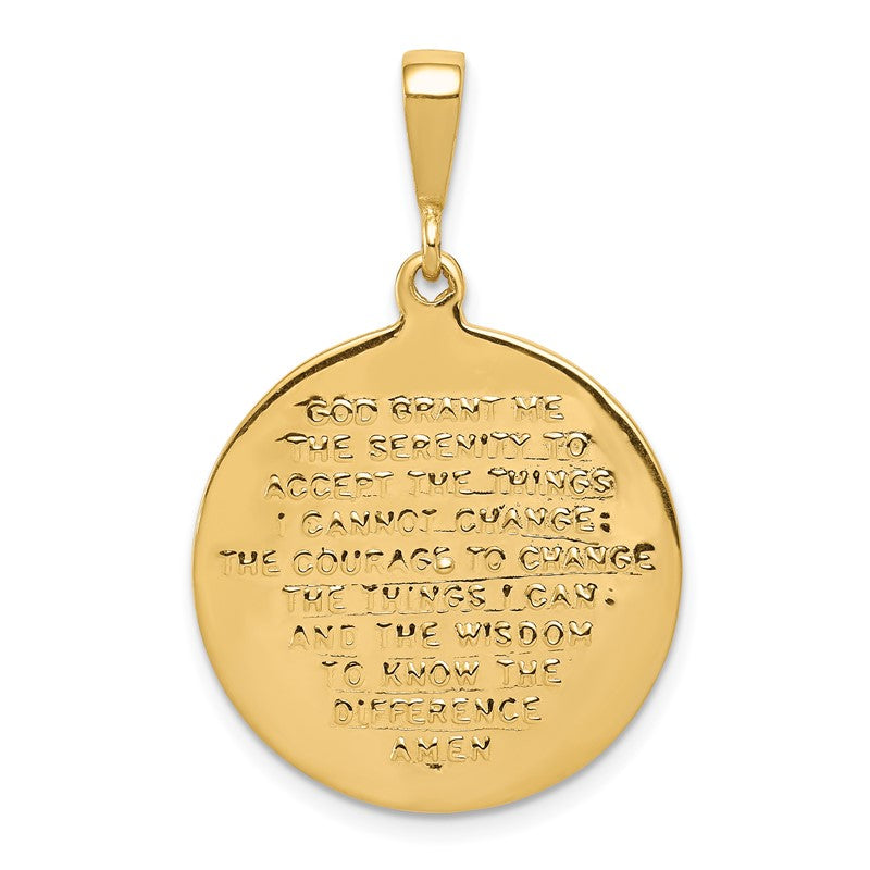 14K Reversible Praying Hands and Serenity Prayer Pendant C1308
