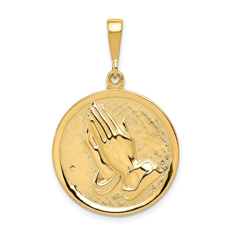 14K Reversible Praying Hands and Serenity Prayer Pendant C1308
