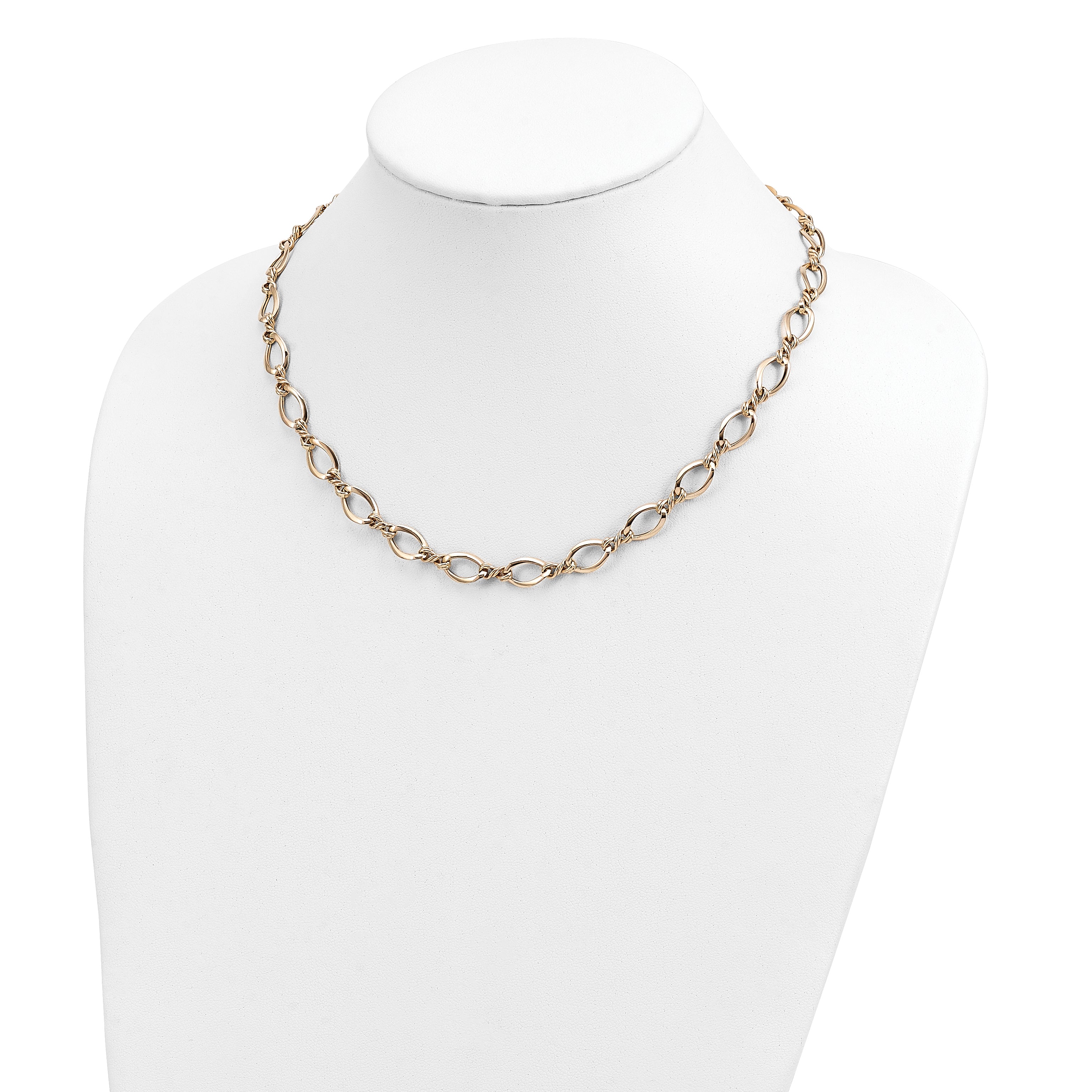 14k Fancy Oval and Twisted Link 18 inch Necklace SF2430