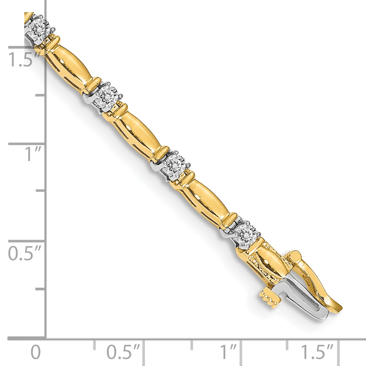 14k Two-tone Complete 1 carat Round VS Diamond Curved Bar Link 7 inch Tennis Bracelet X654VS