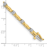 14k Two-tone Complete 1 carat Round VS Diamond Curved Bar Link 7 inch Tennis Bracelet X654VS