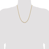 14K Yellow Gold 26 inch 3mm Semi-Solid Diamond-cut Open Link Cable with Lobster Clasp Chain BC189
