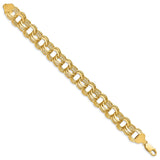 14k 14mm Solid Triple Link 7.5 inch Charm Bracelet TO670