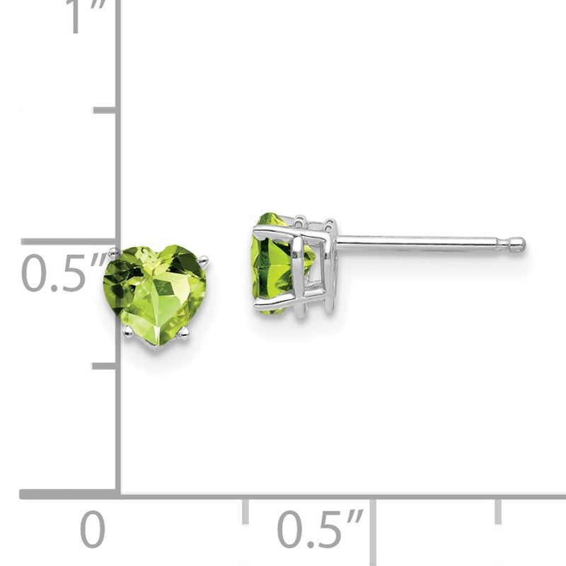 14k White Gold 5mm Heart Peridot Post Earrings XE97WPE