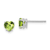 14k White Gold 5mm Heart Peridot Post Earrings XE97WPE