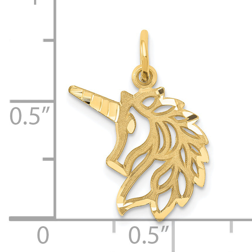 14k Diamond-cut Unicorn Head Pendant C1144