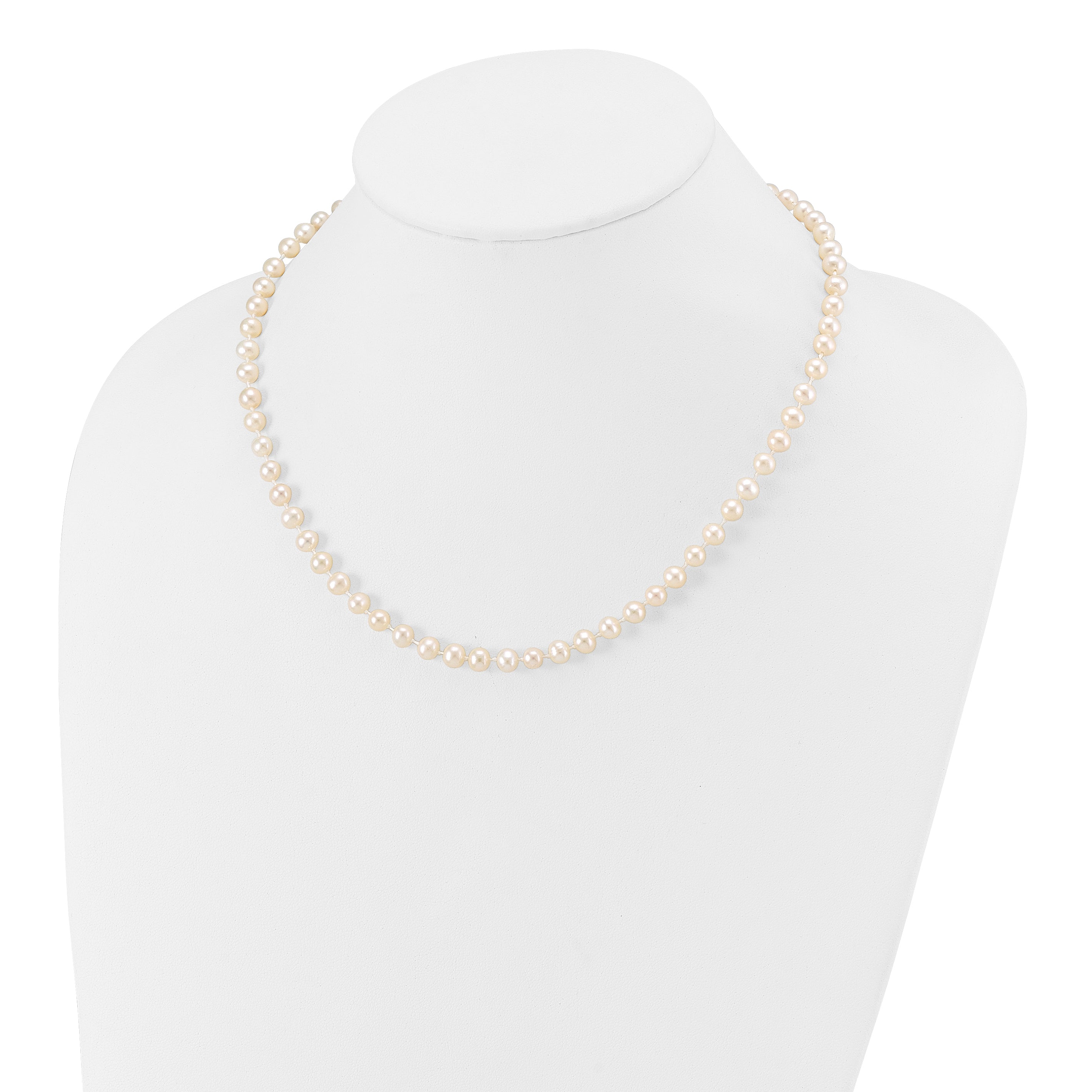 14k 5-6mm White Semi-Round Freshwater Cultured Pearl 12 inch Necklace XF452