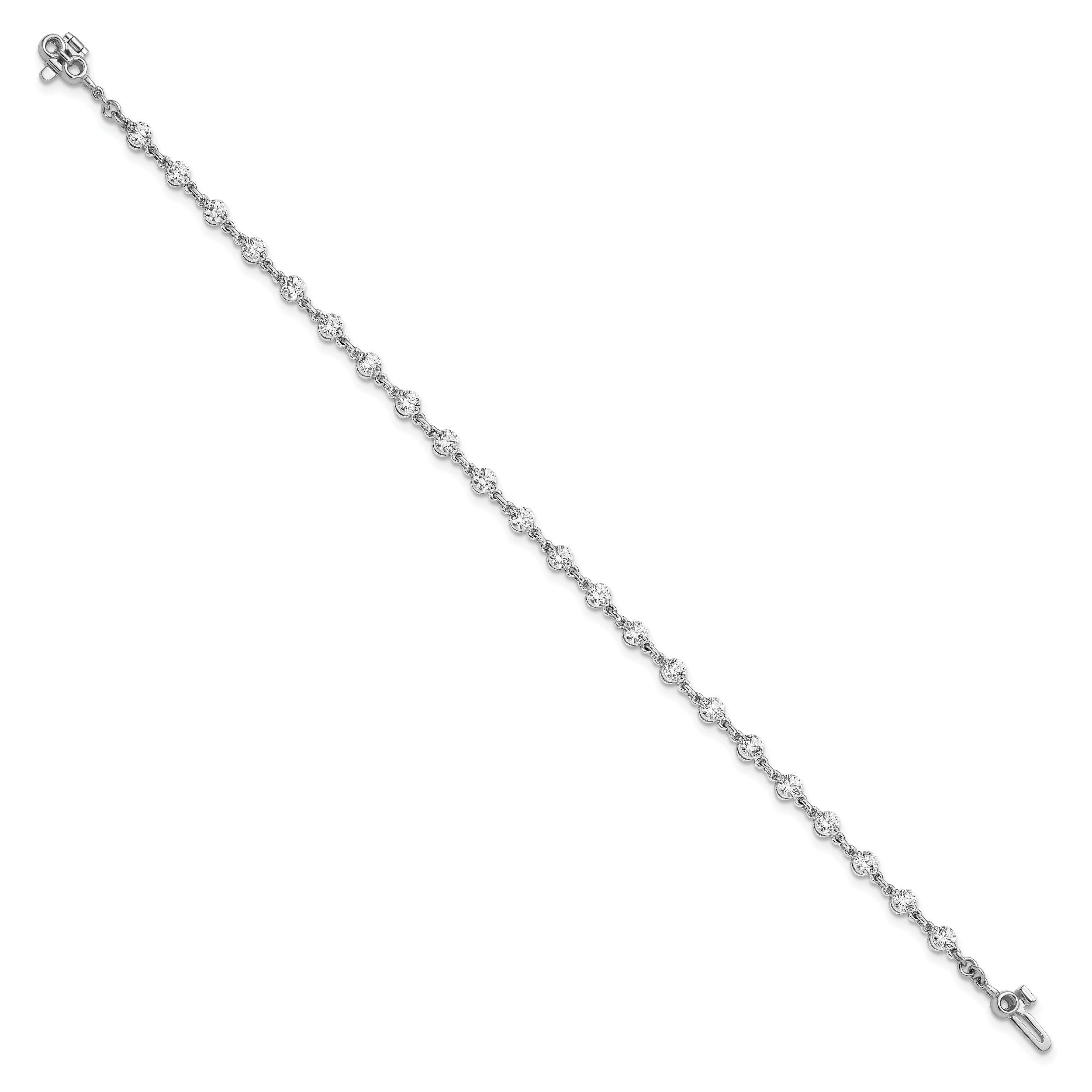 14k White Gold Complete 2.25 carat Round A Diamond 2-prong 7 inch Tennis Bracelet X10018WA