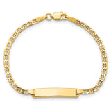 14k Polished Semi-Solid Chain/Solid Plate Anchor Link 20.5x4.5mm Plate 5.5 inch Baby/Child ID Bracelet DCID137