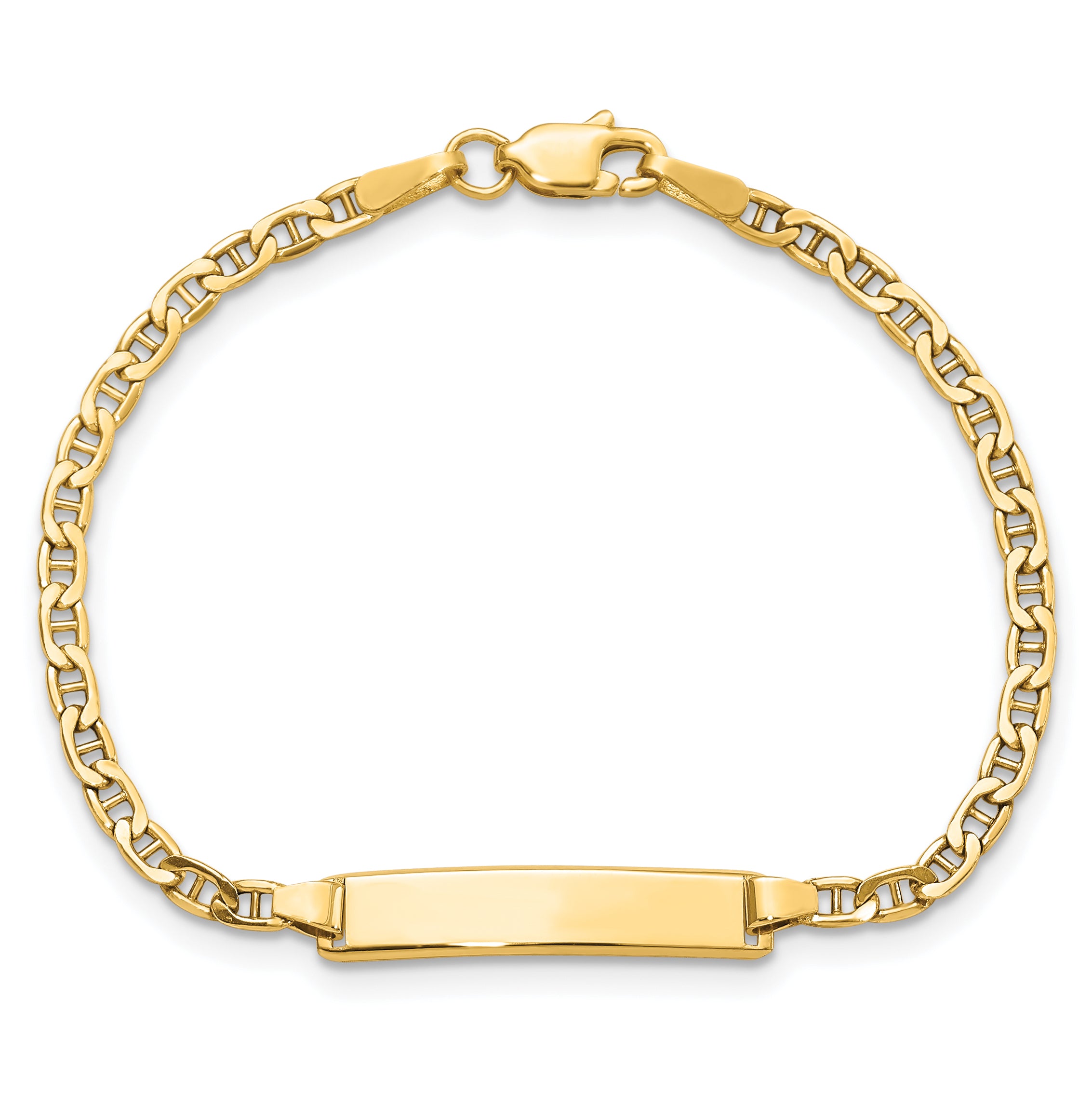 14k Polished Semi-Solid Chain/Solid Plate Anchor Link 20.5x4.5mm Plate 5.5 inch Baby/Child ID Bracelet DCID137