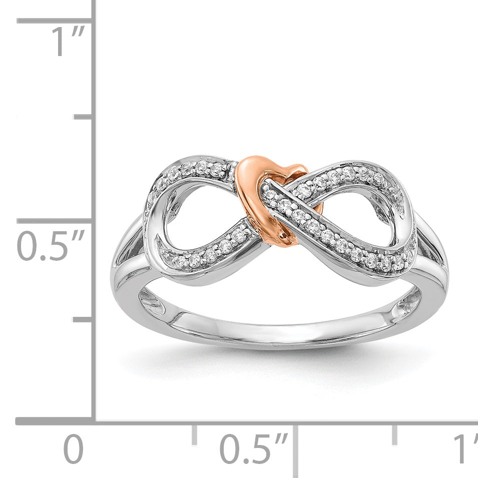 14k Two-tone 1/10 carat Diamond Infinity with Heart Ring RM5729