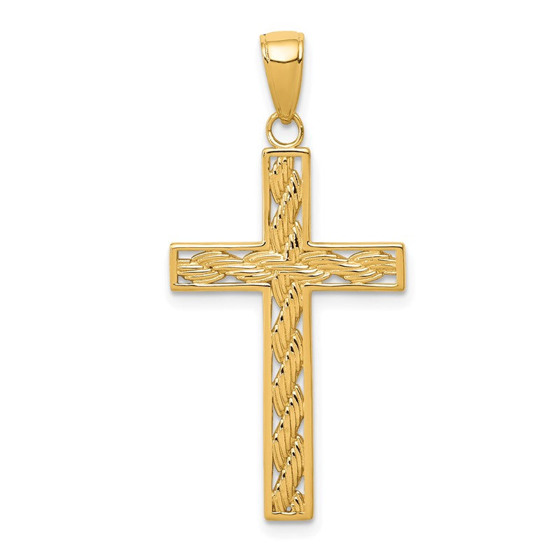 14k Rope Cross Pendant M2545