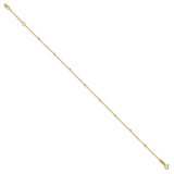 14k Two-tone Cable Chain Mirror Beads 8-Station 9 inch Plus 1 inch Extender - Total 10 inch Anklet ANK264