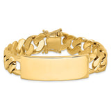 14k Hand-polished Solid Chain/Solid Plate Heavy Curb Link 48x18mm Plate 8.5 inch ID Bracelet LK122ID