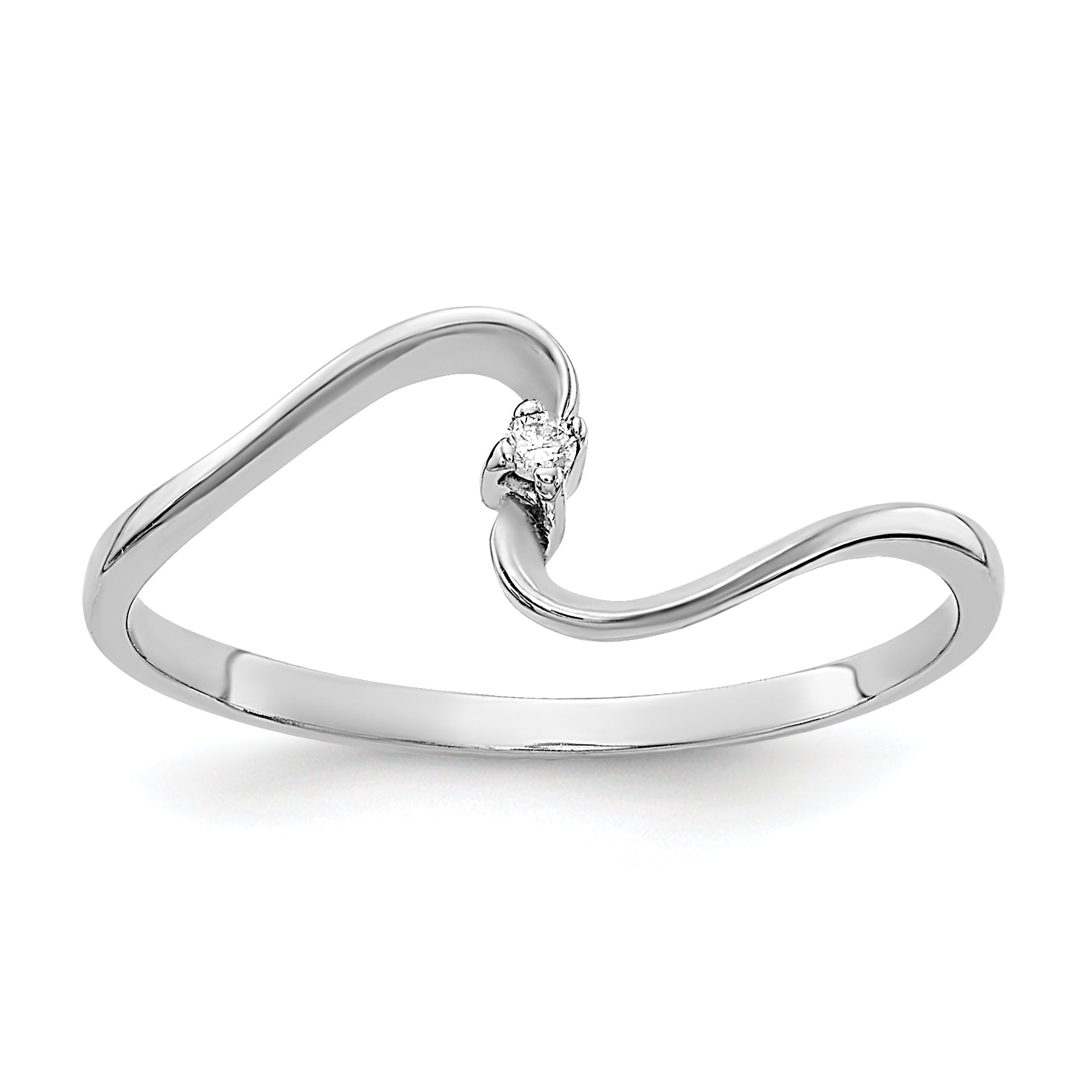 14k White Gold AA Diamond Curved Ring Y1717AA