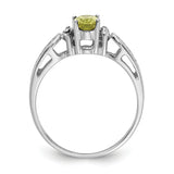14k White Gold 6x4mm Oval Peridot and A Diamond Filigree Ring X9735PE/A