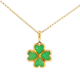 Natural Chrysoprase Clover Pendant in 14kt Yellow Gold