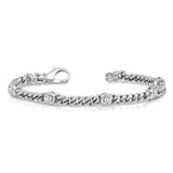 14k White Gold Complete 1 carat Round AA Diamond Bezel Curb Link 7 inch Bracelet X2959WAA