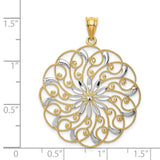 14k and White Rhodium Diamond-cut Fancy Swirl Pendant K4285