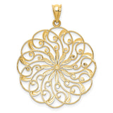 14k and White Rhodium Diamond-cut Fancy Swirl Pendant K4285