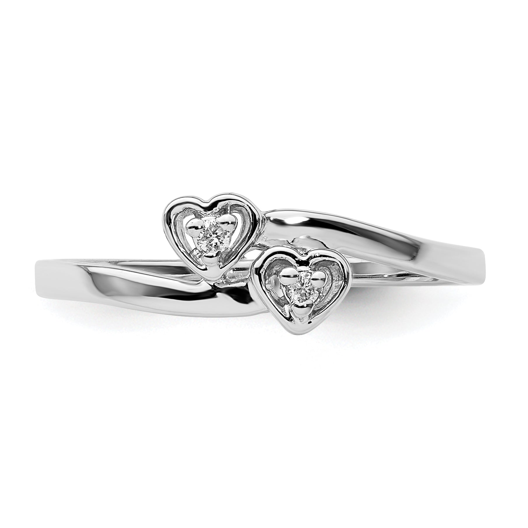 14k White Gold Polished VS Diamond Two Hearts Ring Y1836VS