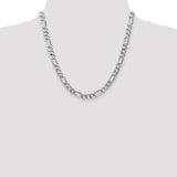 14K White Gold 20 inch 7mm Flat Figaro with Lobster Clasp Chain WFIG180