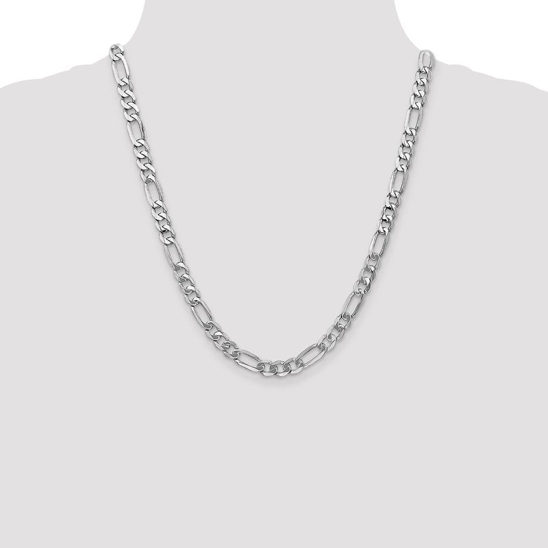 14K White Gold 20 inch 7mm Flat Figaro with Lobster Clasp Chain WFIG180