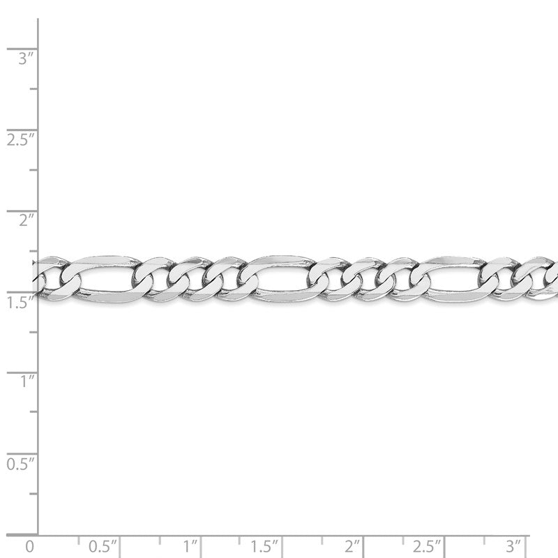 14K White Gold 20 inch 7mm Flat Figaro with Lobster Clasp Chain WFIG180