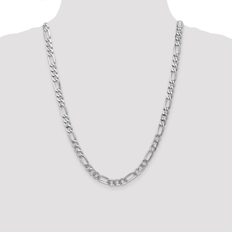 14K White Gold 20 inch 7mm Flat Figaro with Lobster Clasp Chain WFIG180