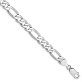 14K White Gold 20 inch 7mm Flat Figaro with Lobster Clasp Chain WFIG180