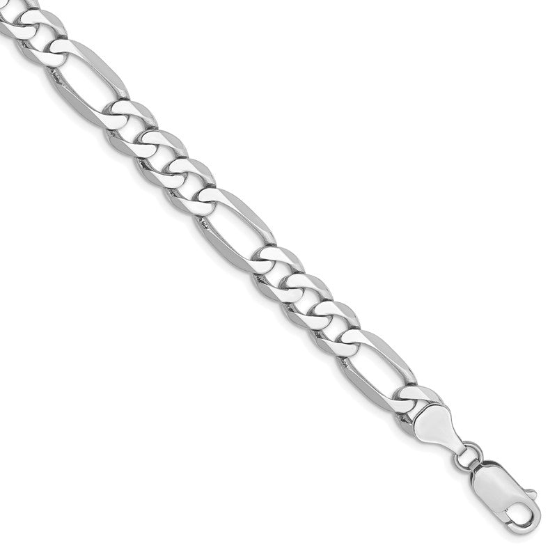 14K White Gold 20 inch 7mm Flat Figaro with Lobster Clasp Chain WFIG180
