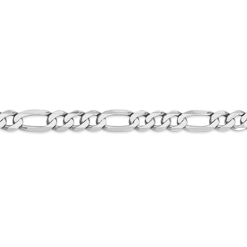 14K White Gold 20 inch 7mm Flat Figaro with Lobster Clasp Chain WFIG180