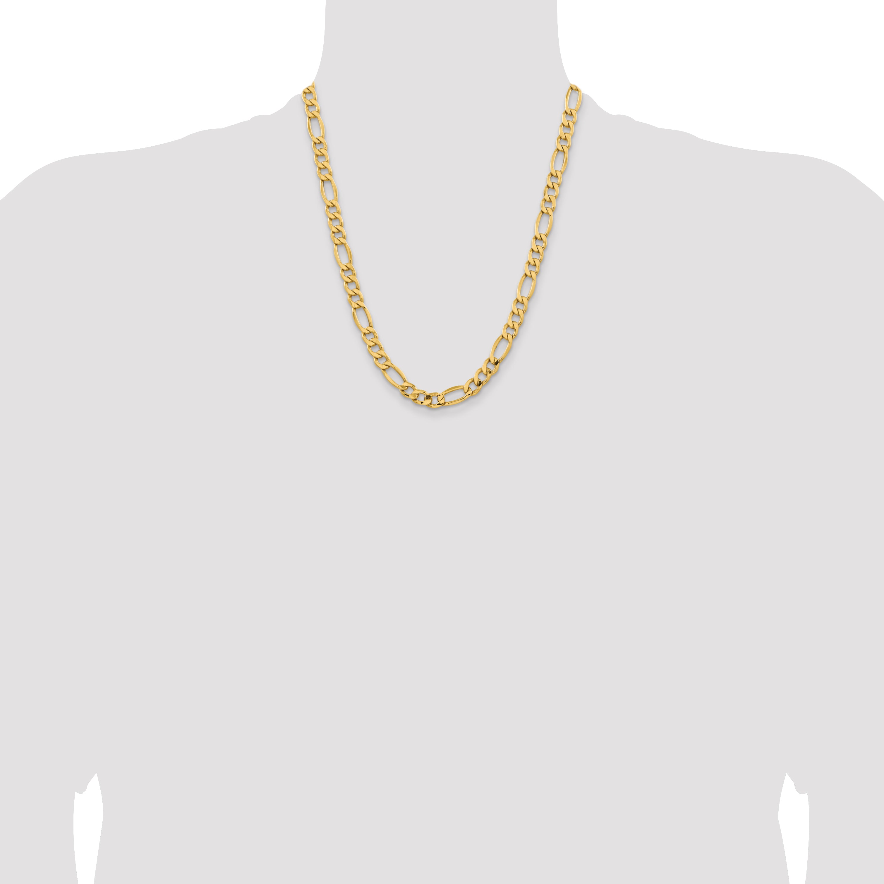 14K 26 inch 8.5mm Semi-Solid Figaro with Lobster Clasp Chain BC190