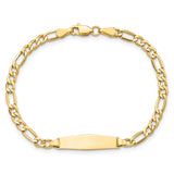 14k Polished Semi-Solid Chain/Solid Plate Figaro Link Soft Diamond Shape 19.5x5.5mm Plate 6 inch Baby/Child ID Bracelet DCID140C