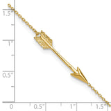 14K Polished Arrow 9 inch Plus 1 inch Extender - Total 10 inch Anklet ANK275