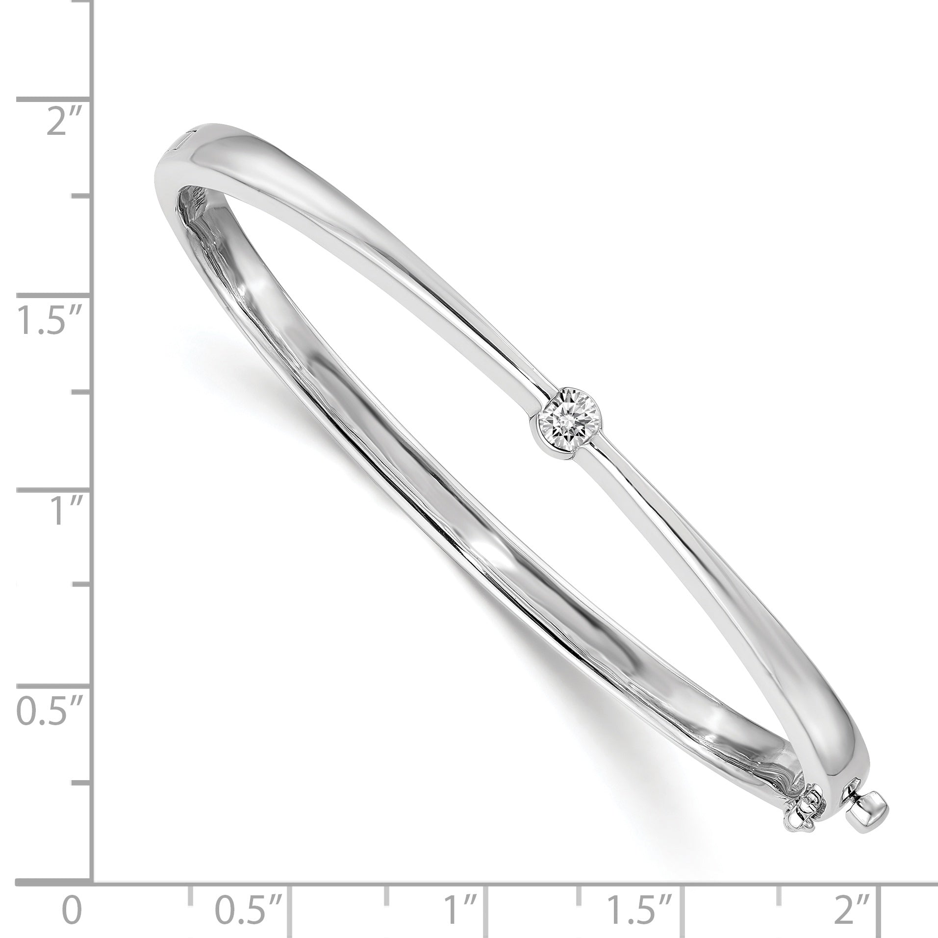 14k White Gold Complete 1/4 carat VS Diamond Hinged Oval Bangle Bracelet XB179VS