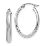14k White Gold 3.5x16mm Polished Oval Tube Hoop Earrings TE267