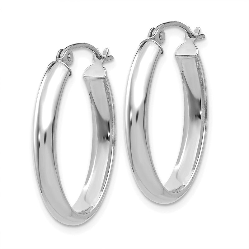 14k White Gold 3.5x16mm Polished Oval Tube Hoop Earrings TE267